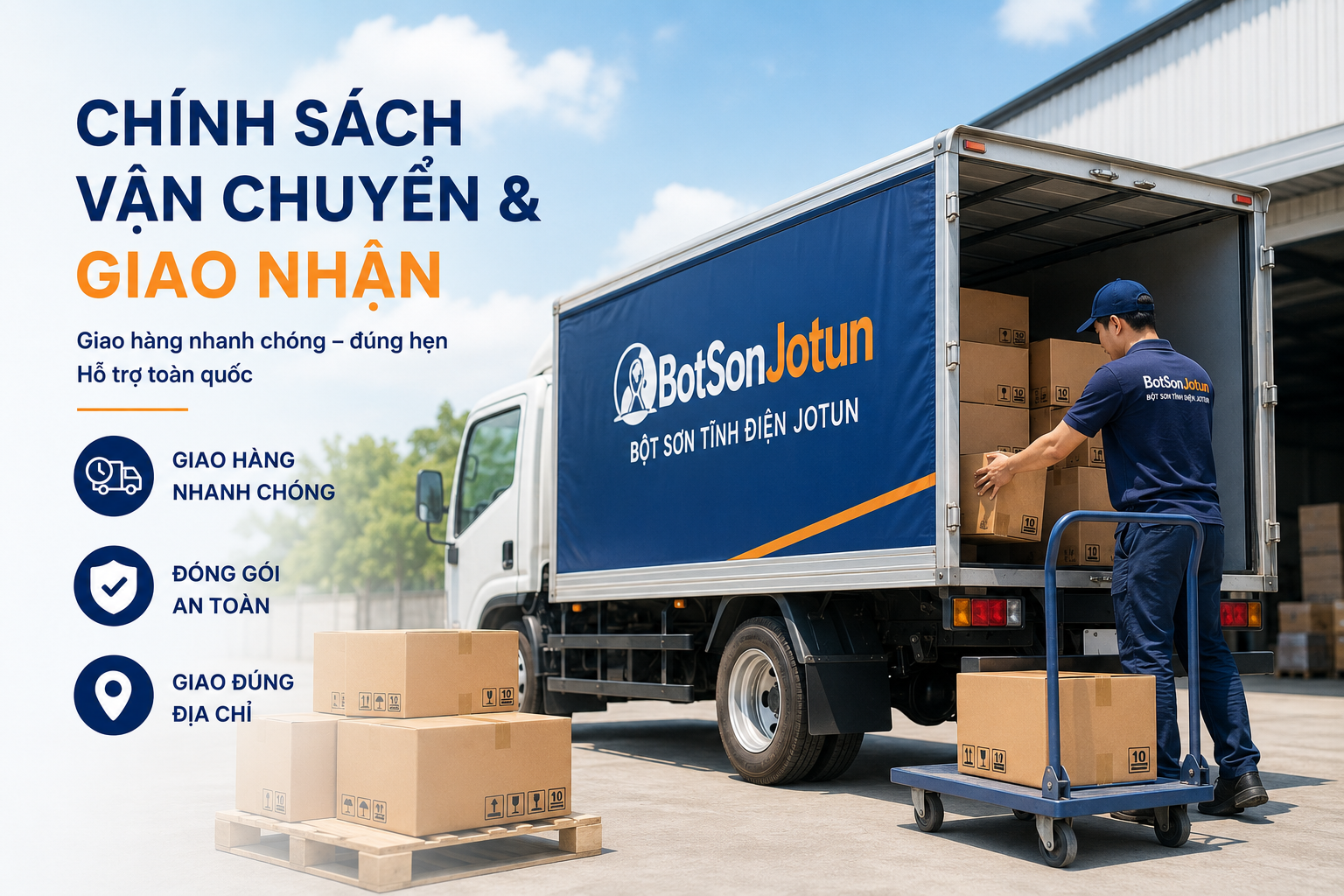 Chính sách vận chuyển và giao hàng bột sơn tĩnh điện Jotun