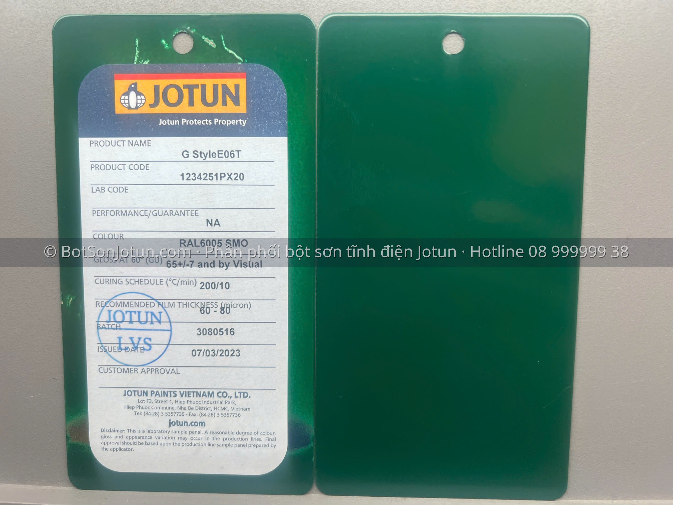 Bột sơn tĩnh điện Jotun G Style E06T – RAL6005 SMO - mẫu màu thực tế